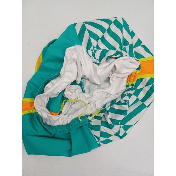 Nike Dri Fit Shorts Womens M Grean white Swoosh Logo Running Athletic Active - Picture 6 of 6